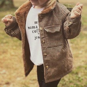 Toddler- Plaid fuzzy jacket